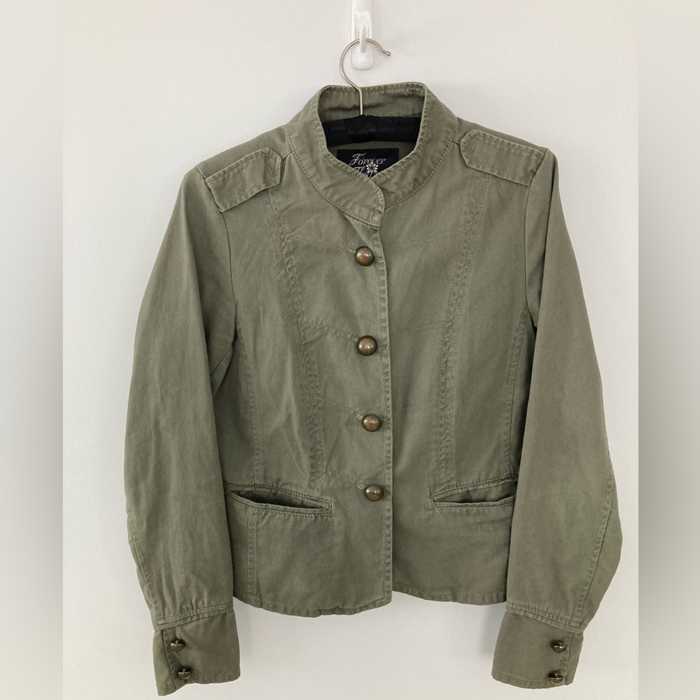 Forever Flower Military Green Jacket